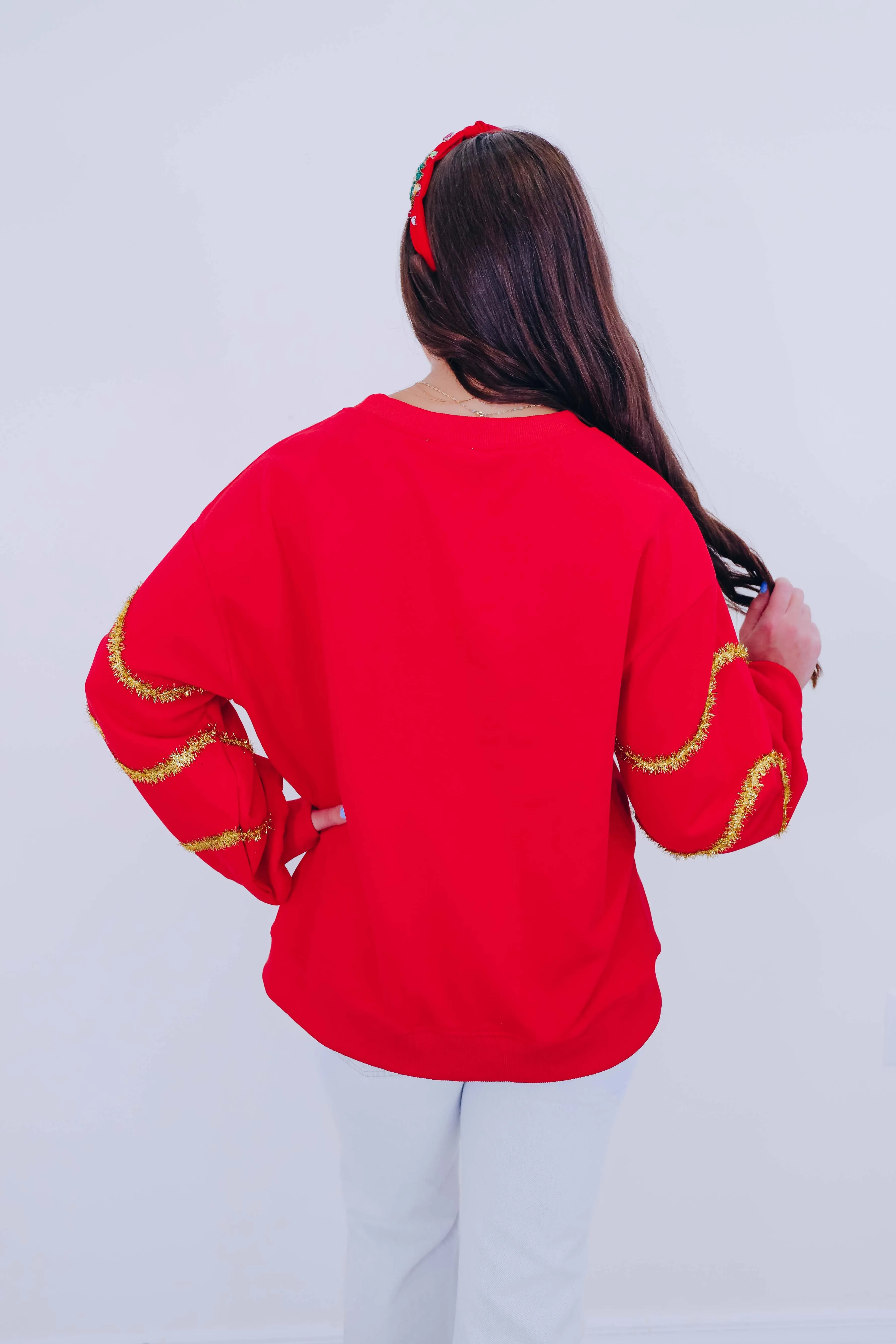 ***Tinsel N Sequin Christmas Tree Patch Sweatshirt SAMPLE