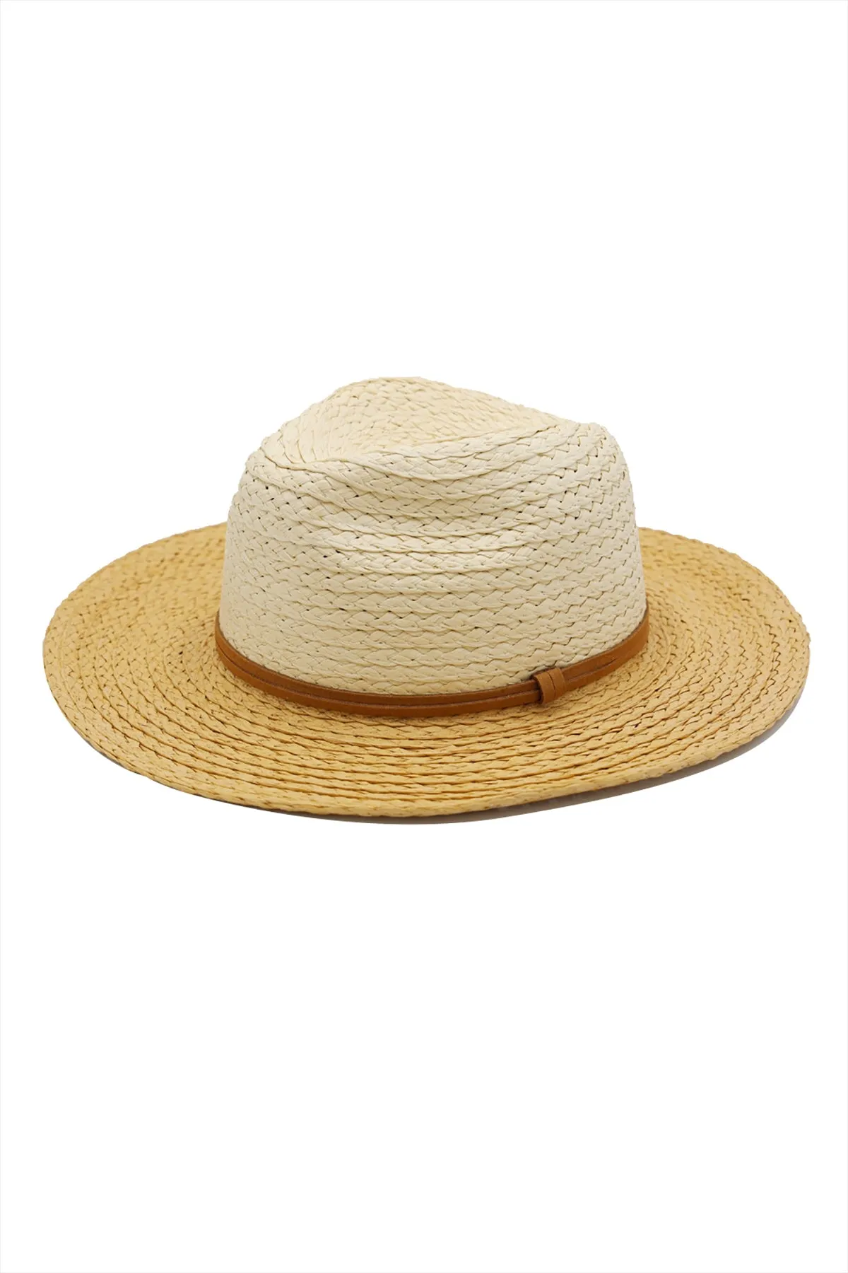 TWO TONE SUN HAT WITH SUEDE DOUBLE BAND