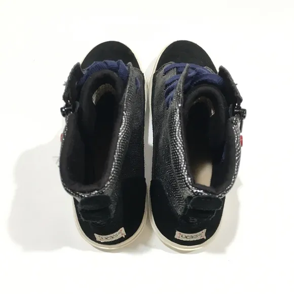 UGG I Heart Hi Top Sparkly Sneakers -Black / Silver -Youth US 6 -NEW