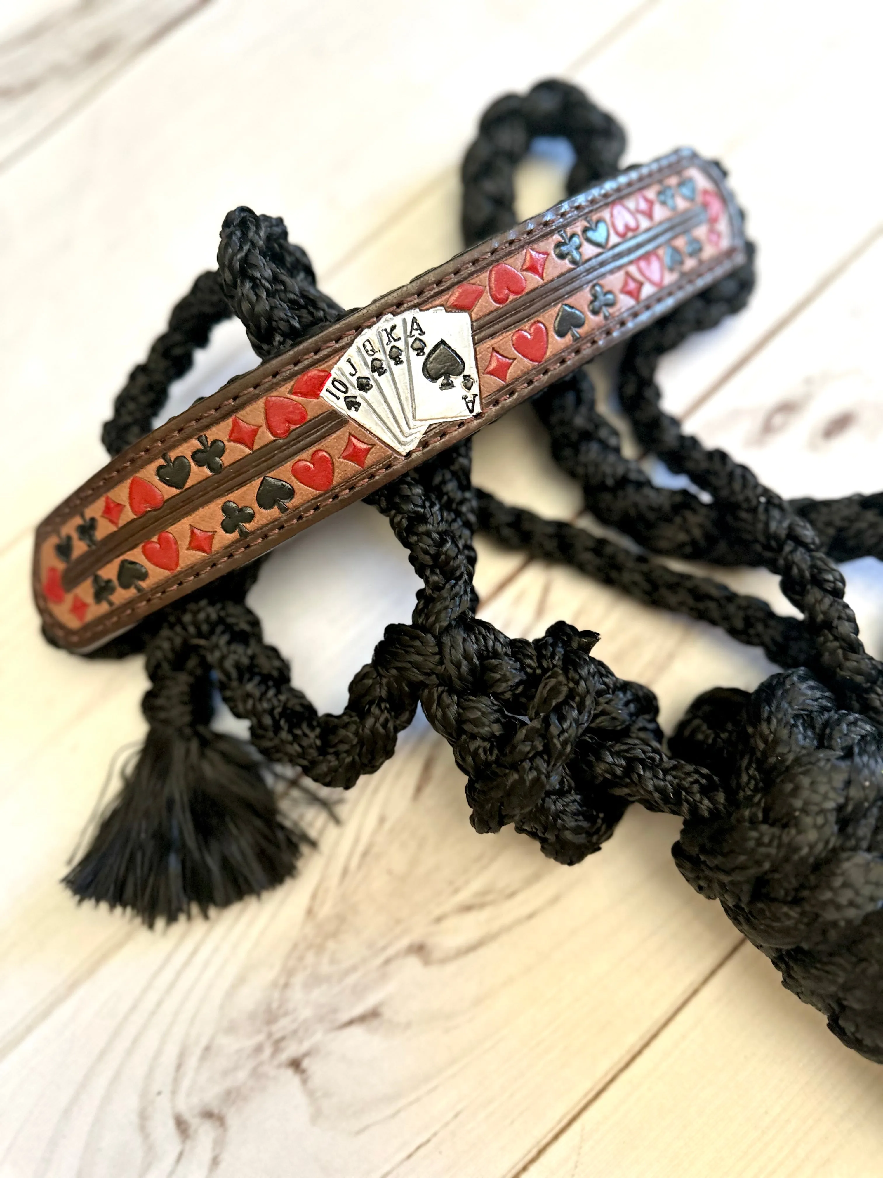 Vegas Red and Black Leather Band Muletape Halter