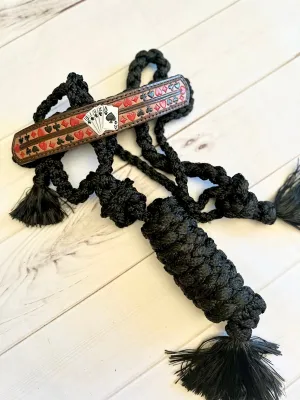 Vegas Red and Black Leather Band Muletape Halter