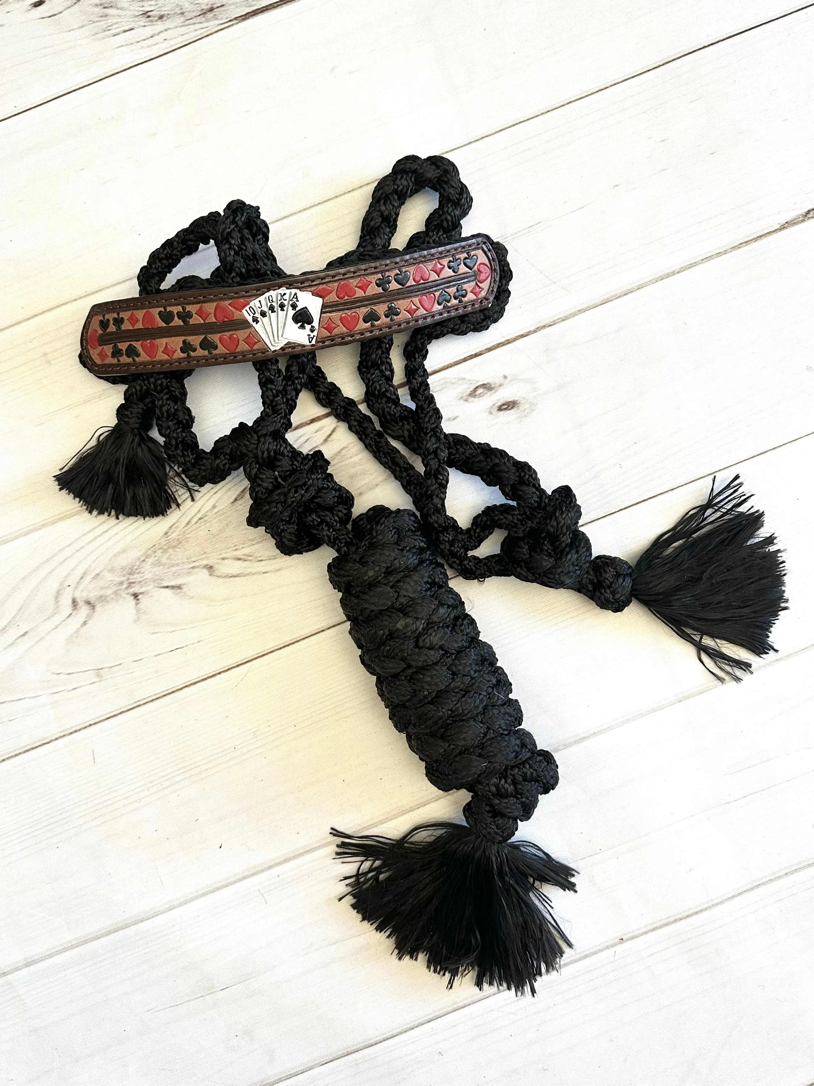 Vegas Red and Black Leather Band Muletape Halter