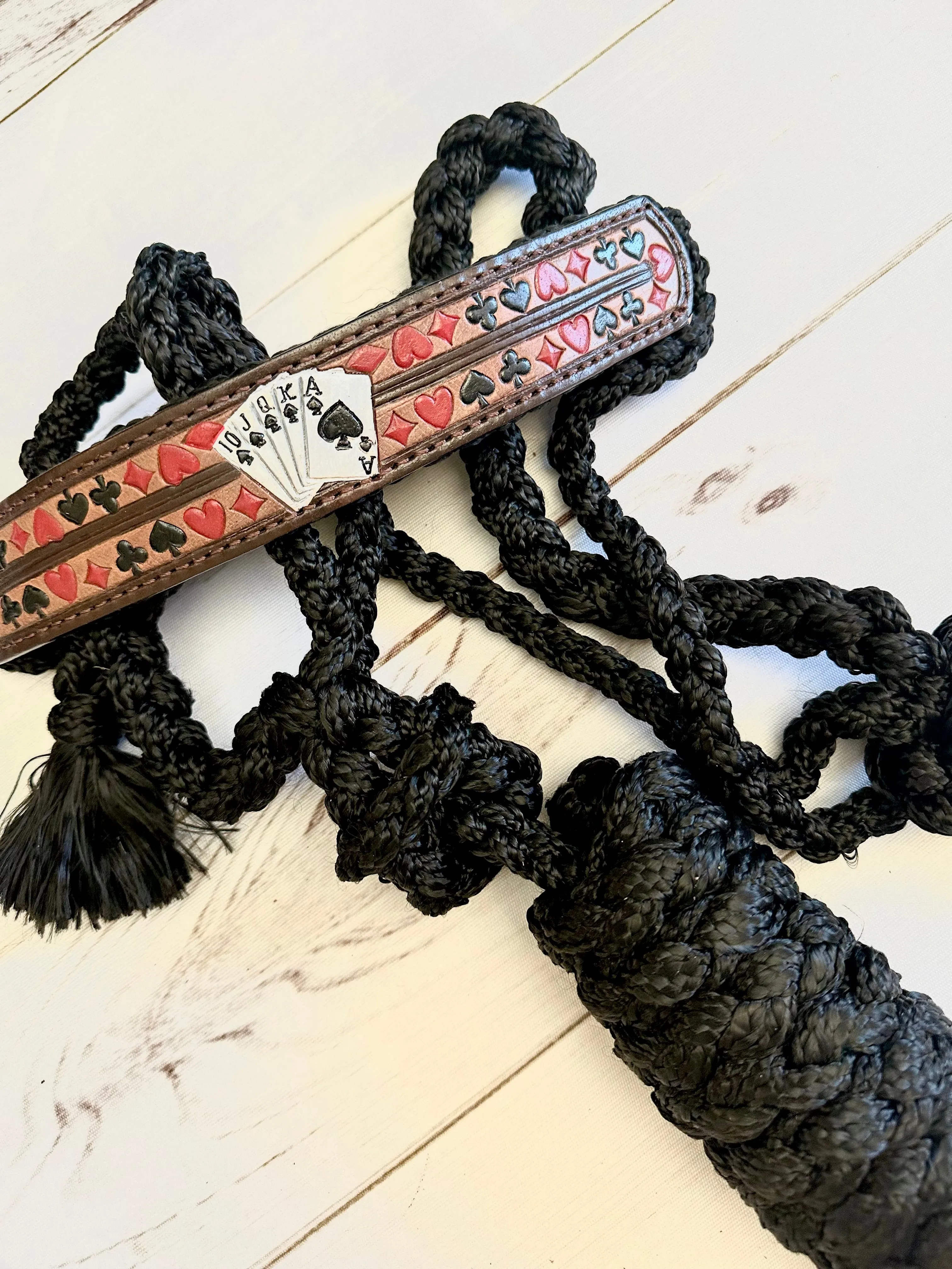 Vegas Red and Black Leather Band Muletape Halter