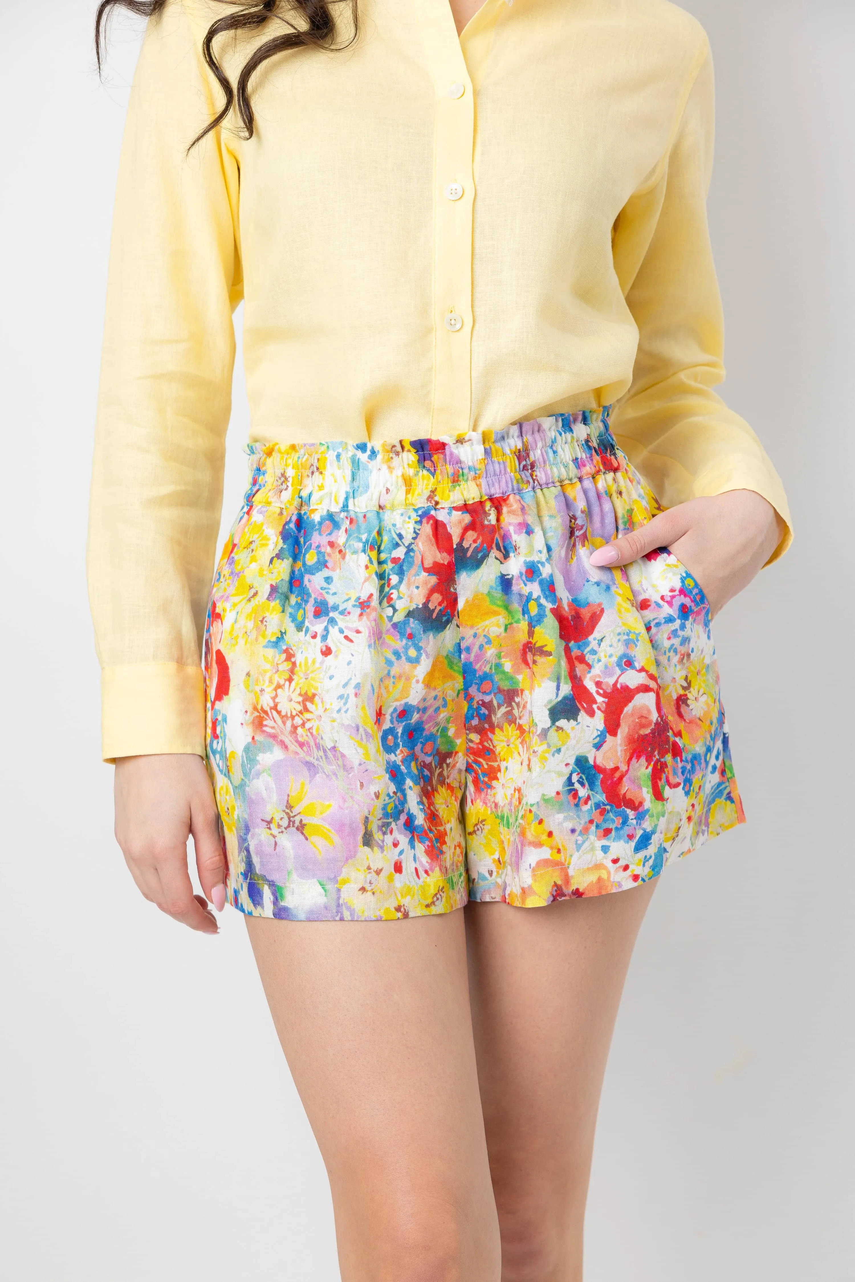 Venice Linen Short - Bright Floral