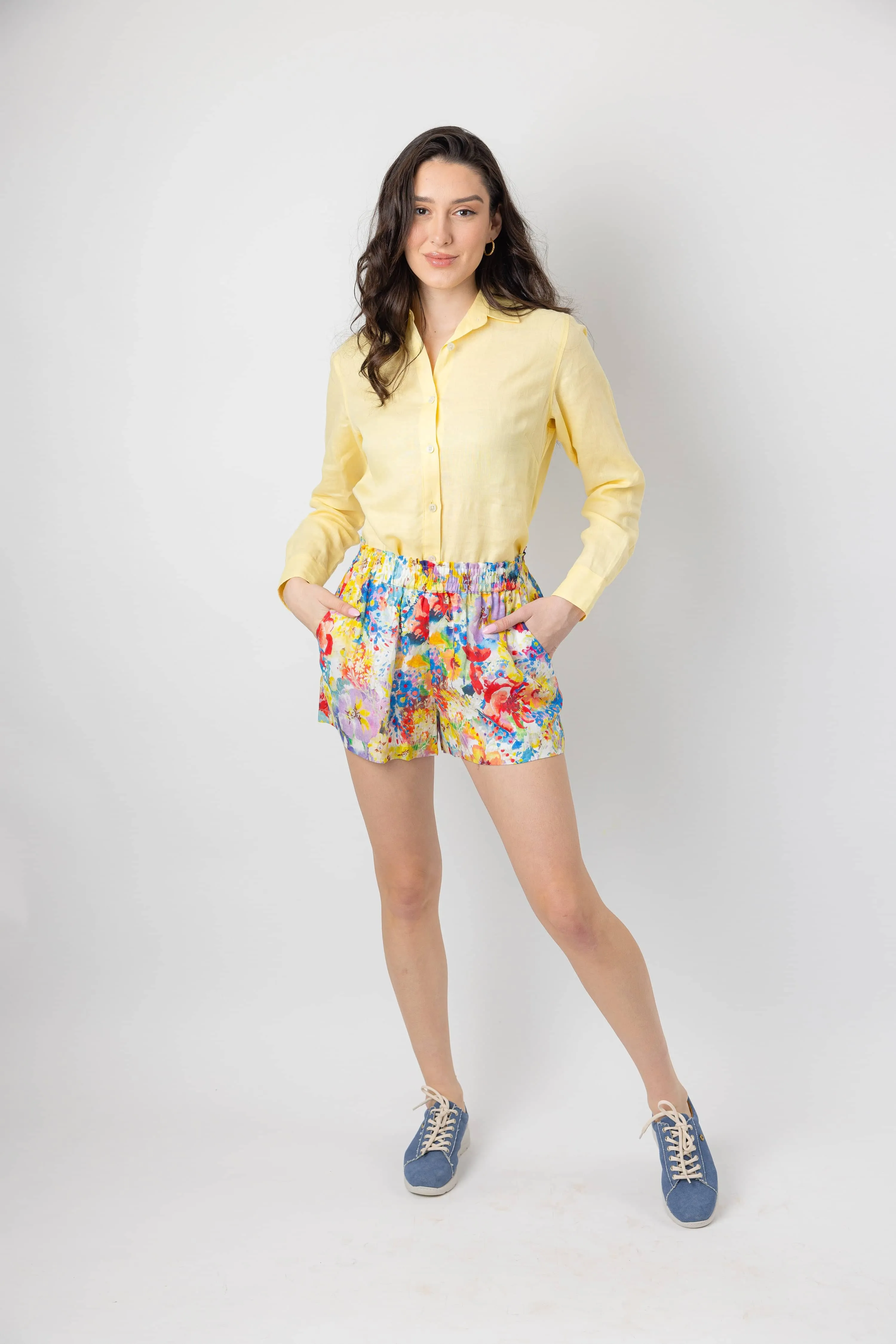 Venice Linen Short - Bright Floral