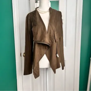 Vigoss Faux Suede Moto Jacket Dark Olive S NWT