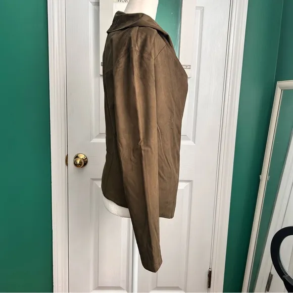 Vigoss Faux Suede Moto Jacket Dark Olive S NWT