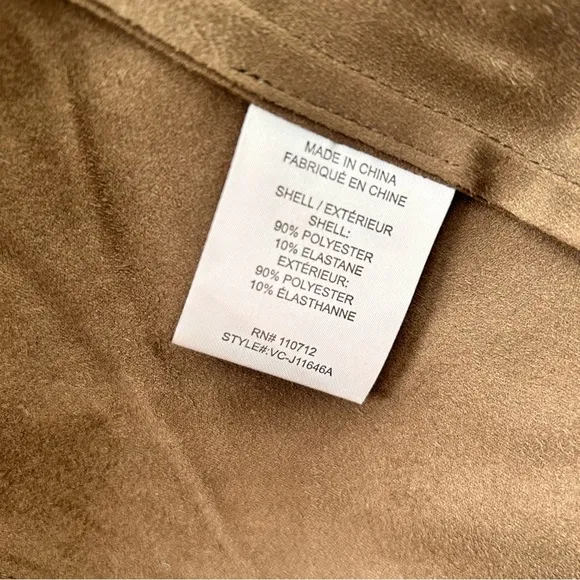 Vigoss Faux Suede Moto Jacket Dark Olive S NWT