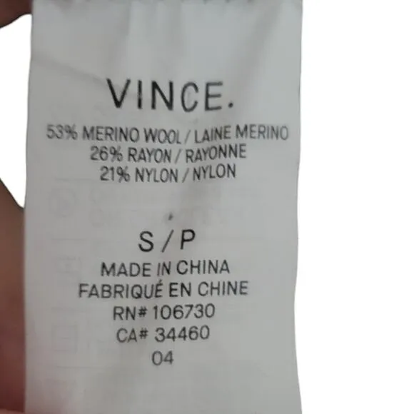 Vince Merino Wool Striped Intarsia Open Front Longline Cardigan (Size Small S)