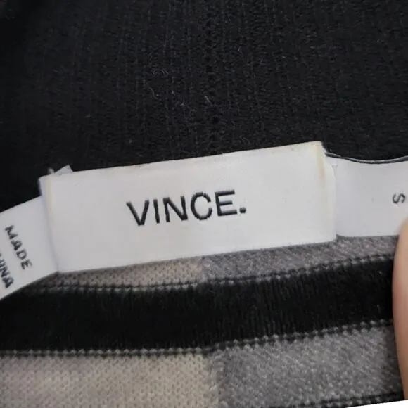 Vince Merino Wool Striped Intarsia Open Front Longline Cardigan (Size Small S)