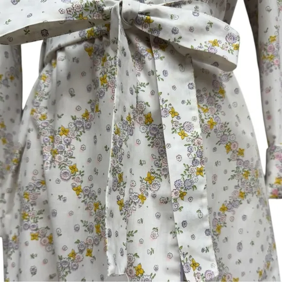 Vintage 60s Lightweight Floral Print Belted Robe, S/M Fit