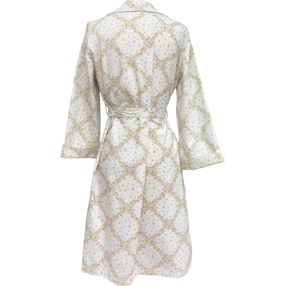 Vintage 60s Lightweight Floral Print Belted Robe, S/M Fit