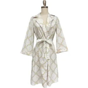 Vintage 60s Lightweight Floral Print Belted Robe, S/M Fit