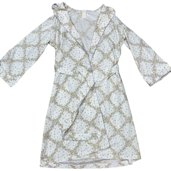 Vintage 60s Lightweight Floral Print Belted Robe, S/M Fit