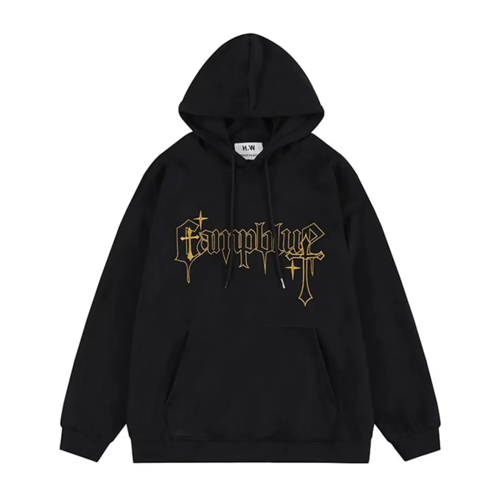 Vintage Cross Graphic Suede Hoodie