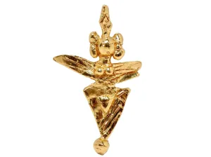 Vintage Gold-Tone Abstract Angel Sculpture Pendant