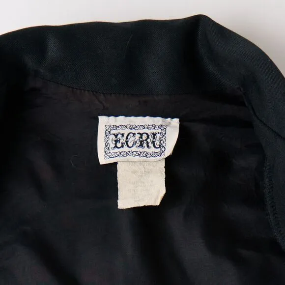 Vtg Y2K Ecru Blazer Womens L Fitted Button Up Goth Academia Jacket Whimsigoth
