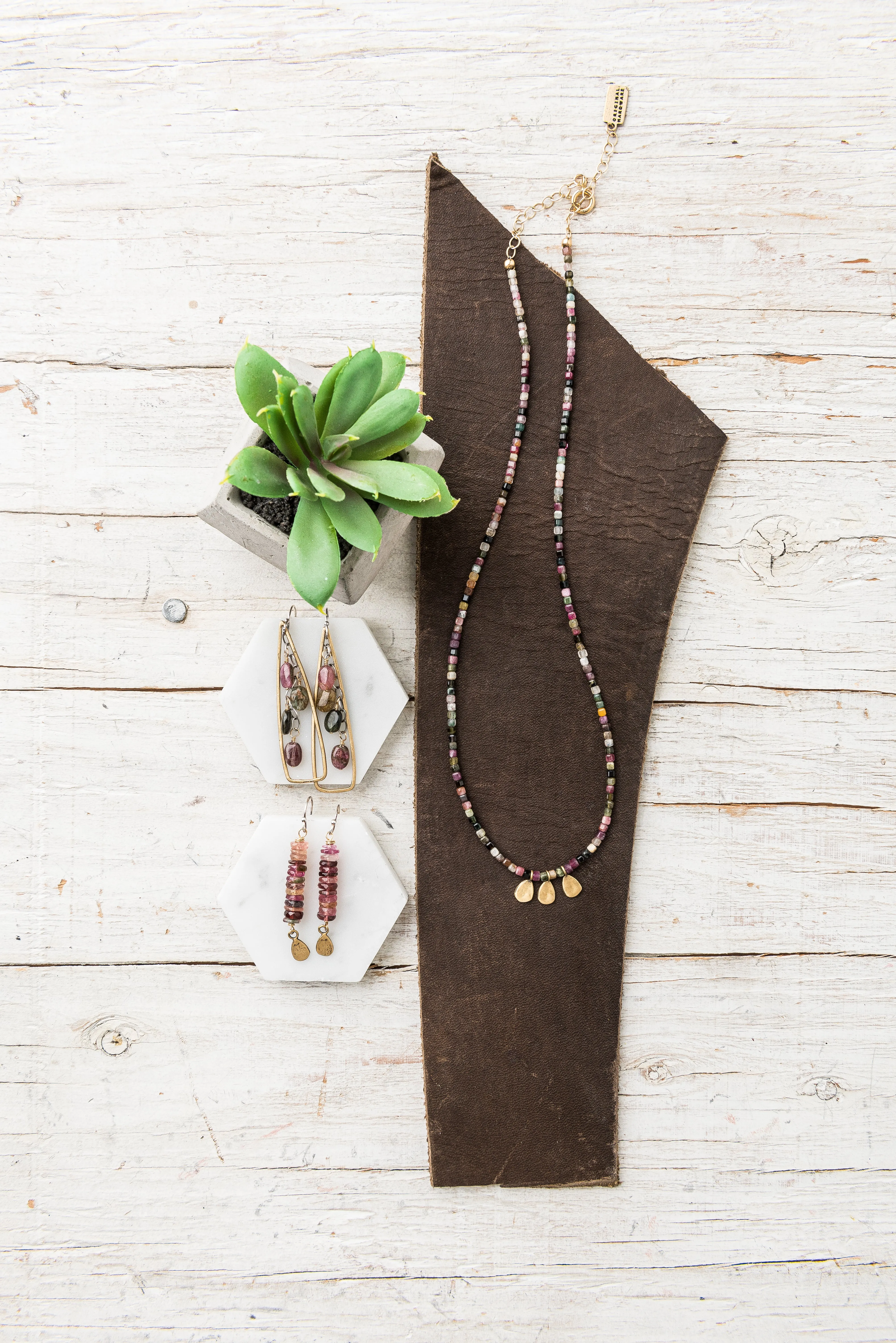 Watermelon Tourmaline Stack Earrings