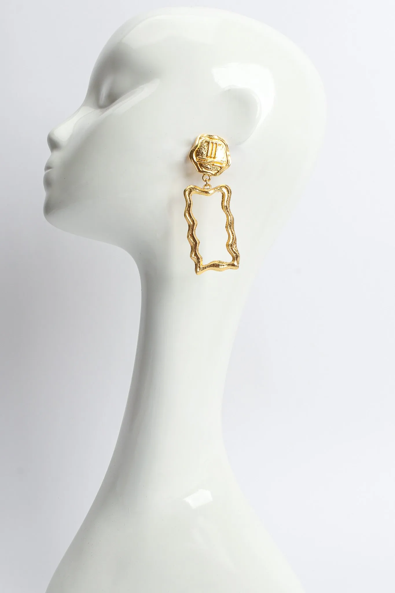 Wavy Frame Drop Earrings