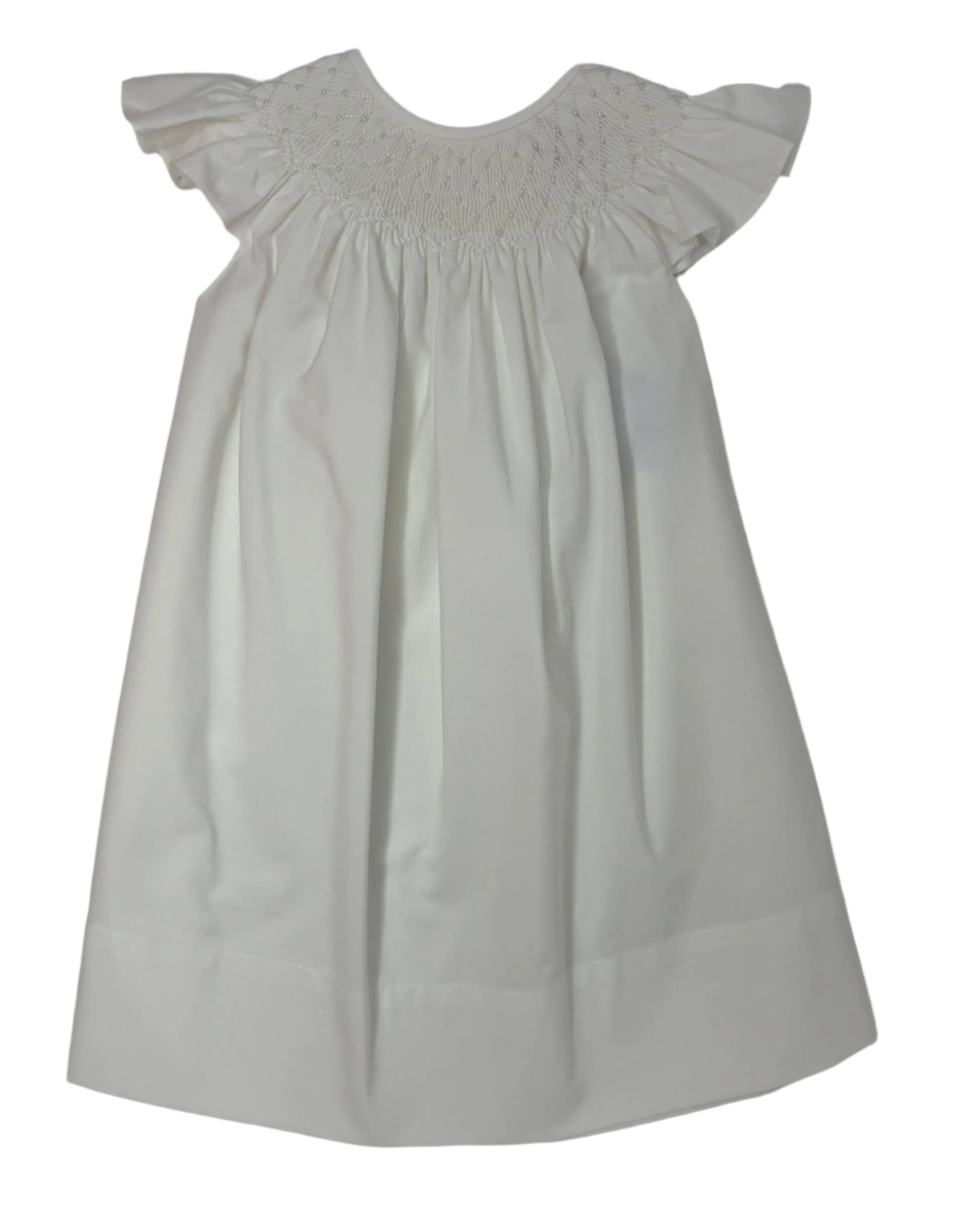 White Catherine Pearl Smocked Dress