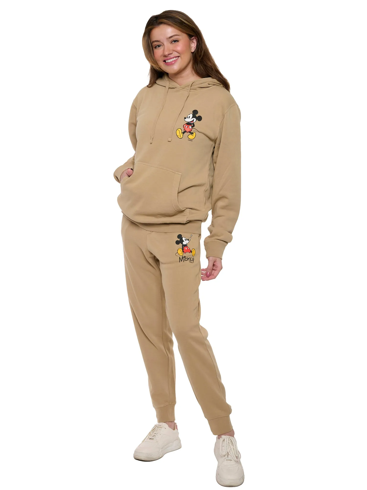 Women's Disney Mickey Mouse Hoodie & Pants 2-Piece Set Mineral Wash Sand