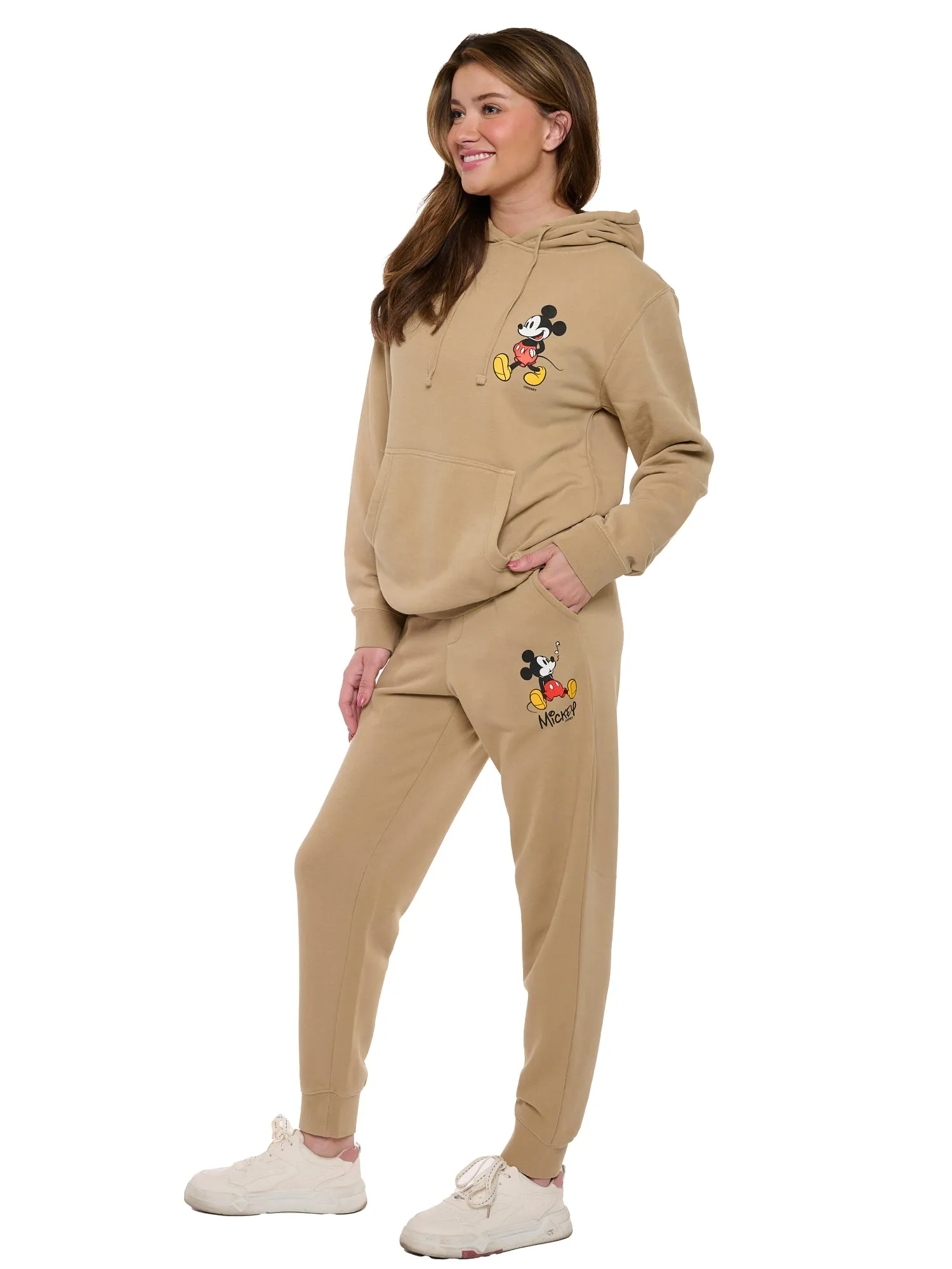 Women's Disney Mickey Mouse Hoodie & Pants 2-Piece Set Mineral Wash Sand