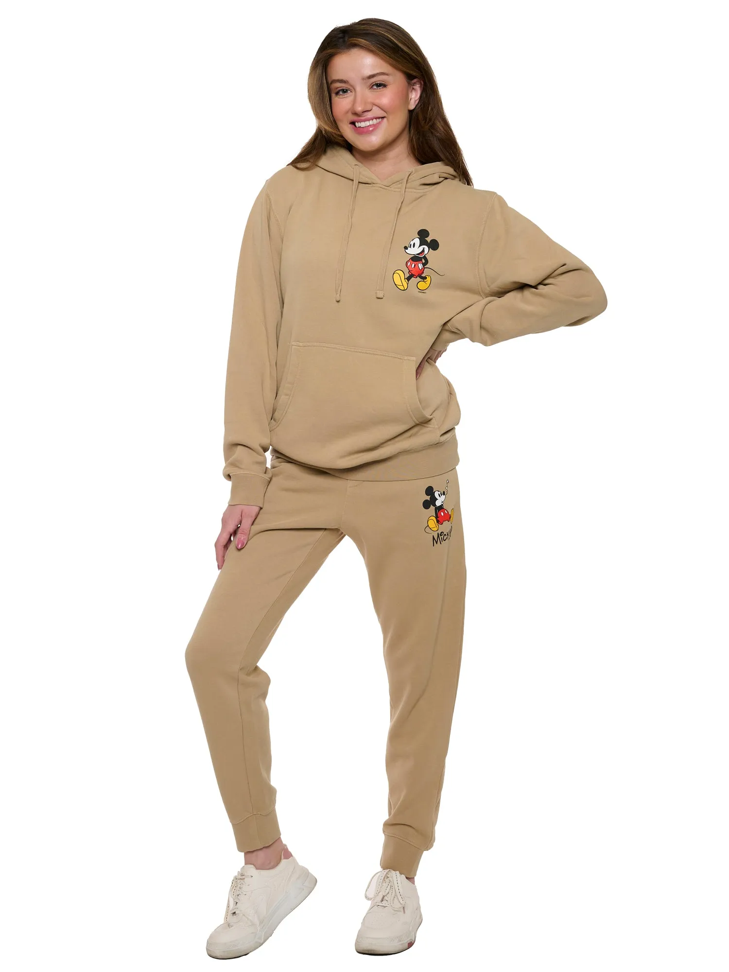 Women's Disney Mickey Mouse Hoodie & Pants 2-Piece Set Mineral Wash Sand