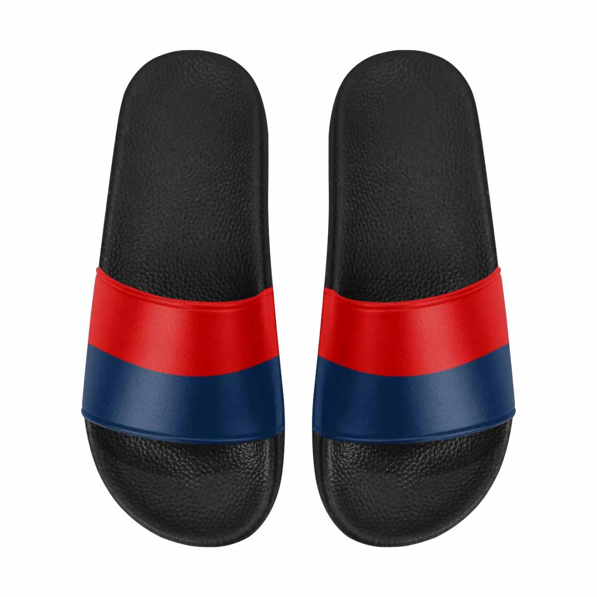 Womens Slide Sandals - Red and Blue Print