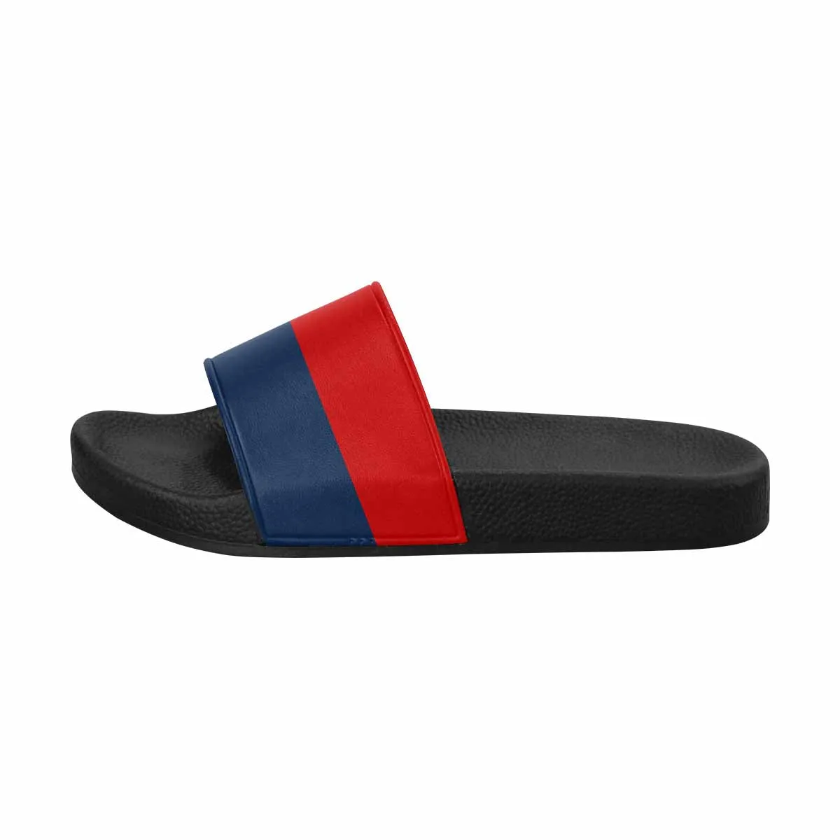 Womens Slide Sandals - Red and Blue Print