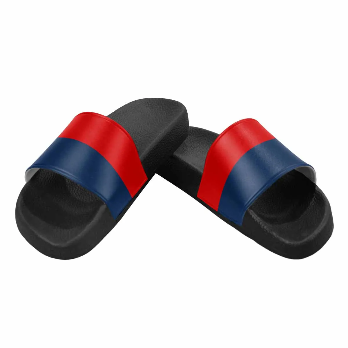 Womens Slide Sandals - Red and Blue Print