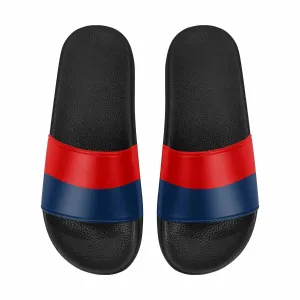 Womens Slide Sandals - Red and Blue Print