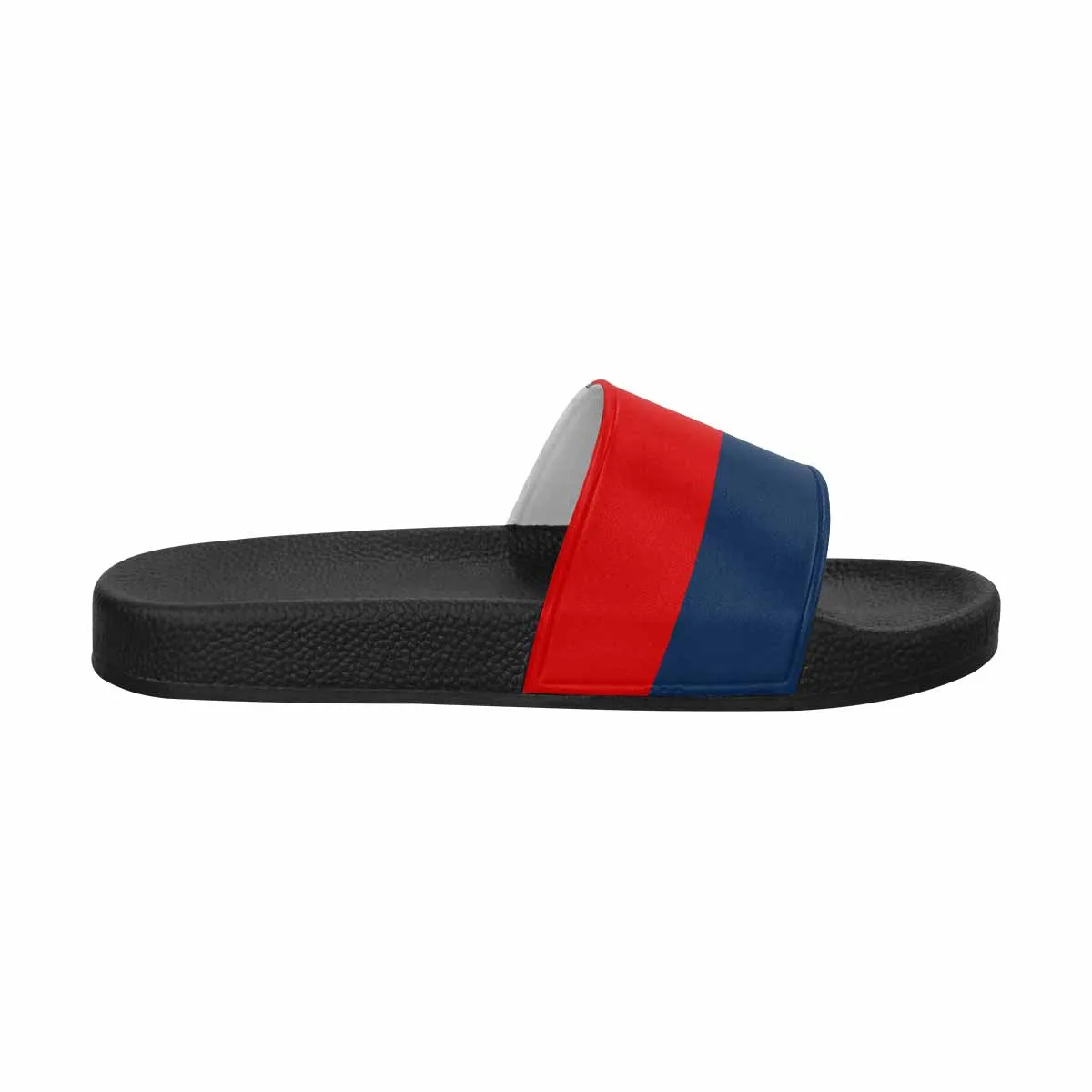 Womens Slide Sandals - Red and Blue Print