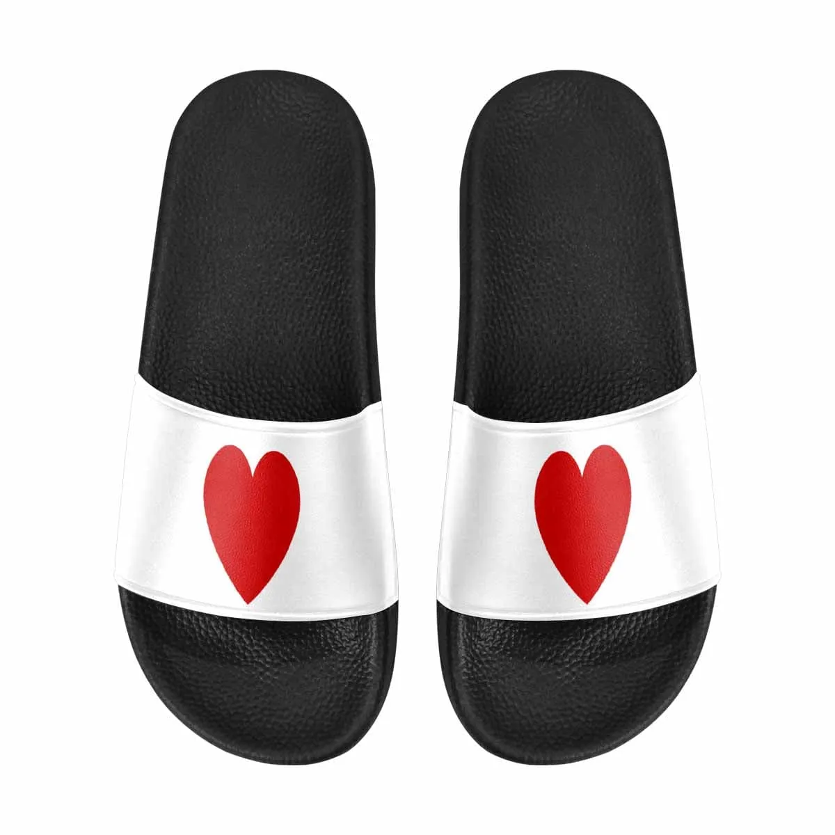 Womens Slide Sandals - White and Red Print