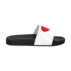 Womens Slide Sandals - White and Red Print
