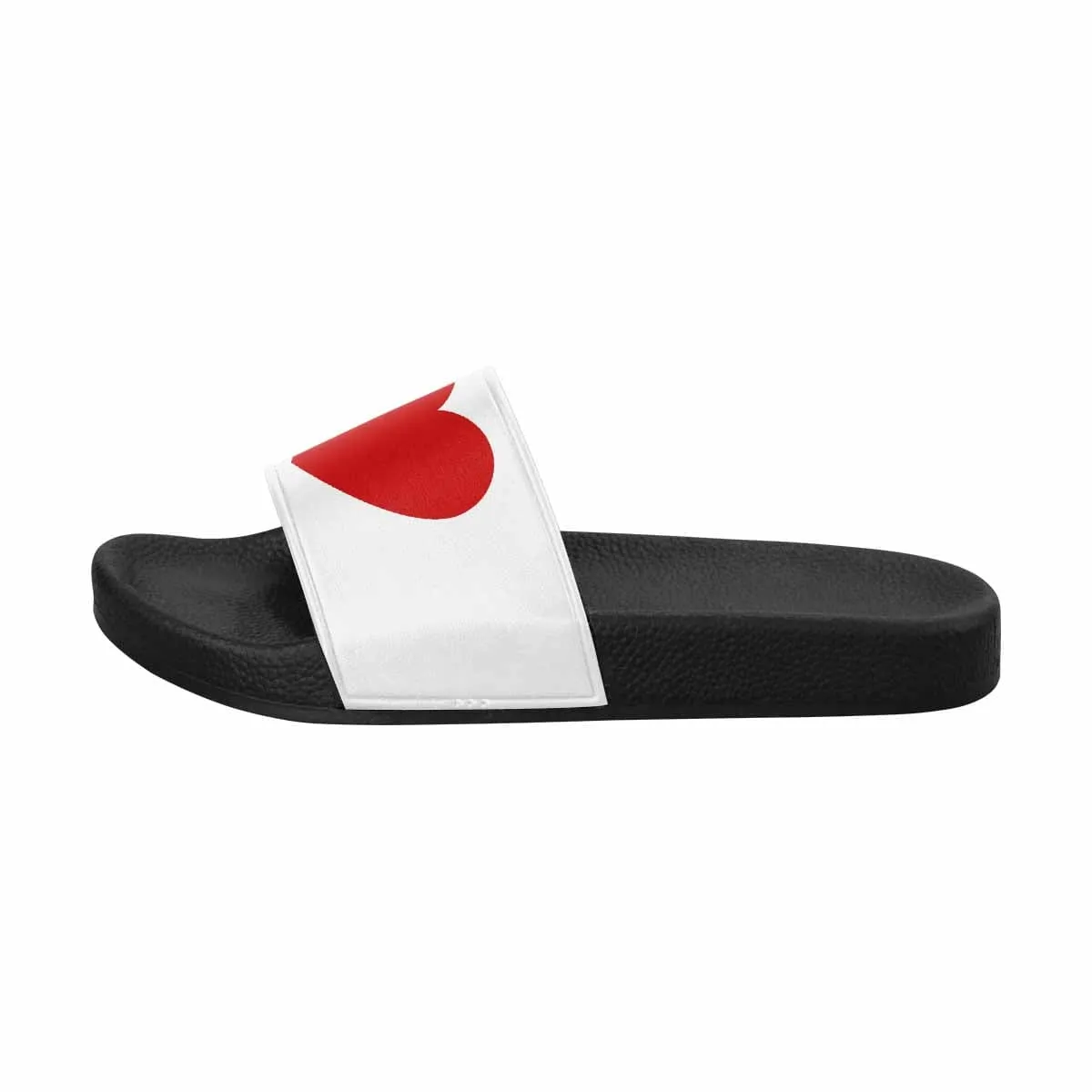 Womens Slide Sandals - White and Red Print