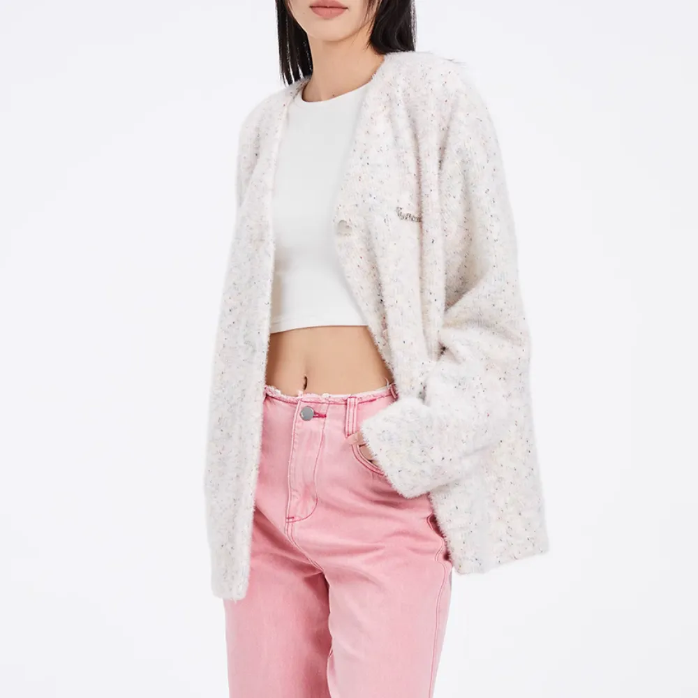 Women's Suede Ball Knit Cardigan