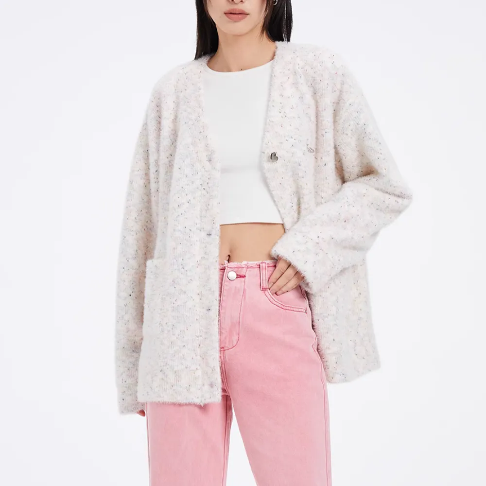 Women's Suede Ball Knit Cardigan