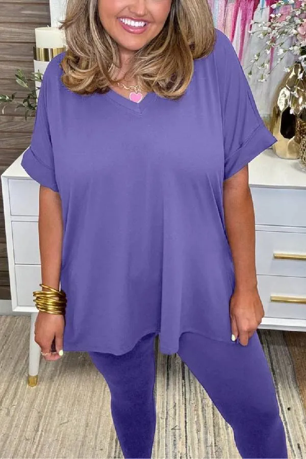 Women's Ultra Comfy Short Sleeve Tee and Legging Set (Buy 2 Free Shipping)