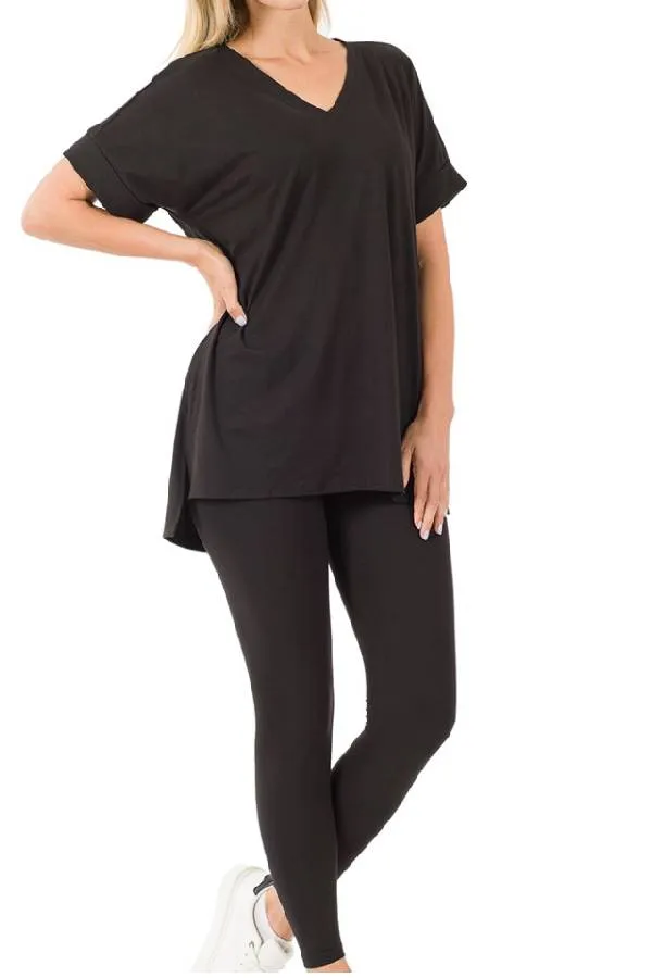 Women's Ultra Comfy Short Sleeve Tee and Legging Set (Buy 2 Free Shipping)