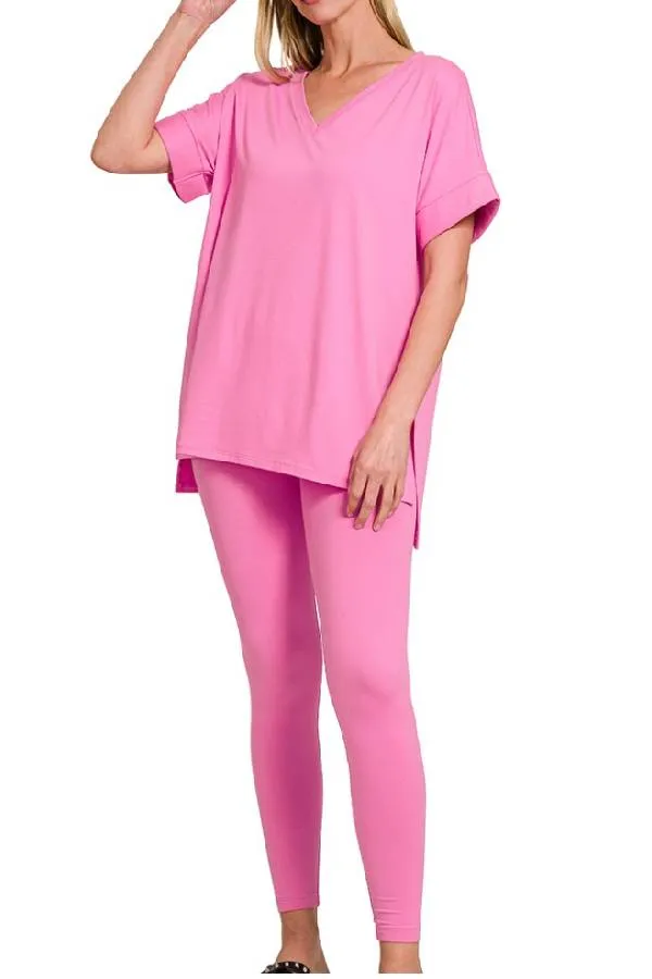 Women's Ultra Comfy Short Sleeve Tee and Legging Set (Buy 2 Free Shipping)