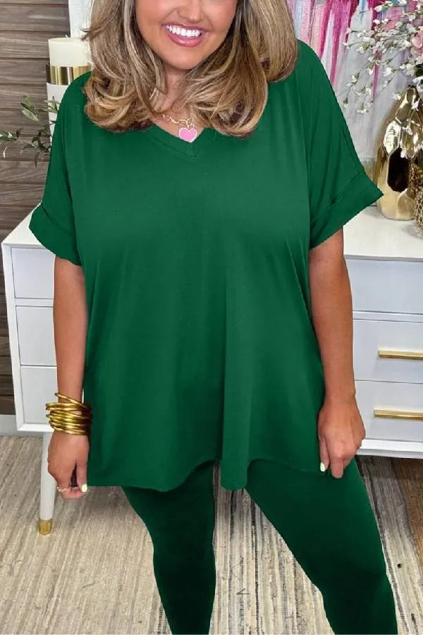 Women's Ultra Comfy Short Sleeve Tee and Legging Set (Buy 2 Free Shipping)