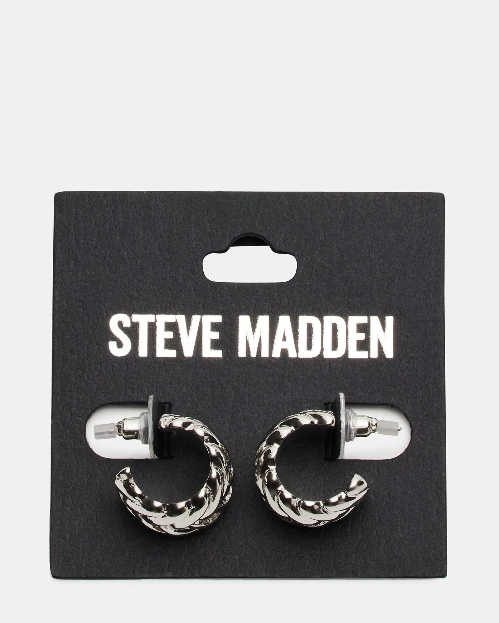 WOVEN HUGGIE EARRINGS SILVER