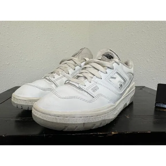 Youth 7 New Balance 550 White Grey Athletic Sneakers GSB550PB