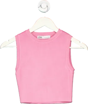 Zara Pink Sleeveless Crop Top UK S