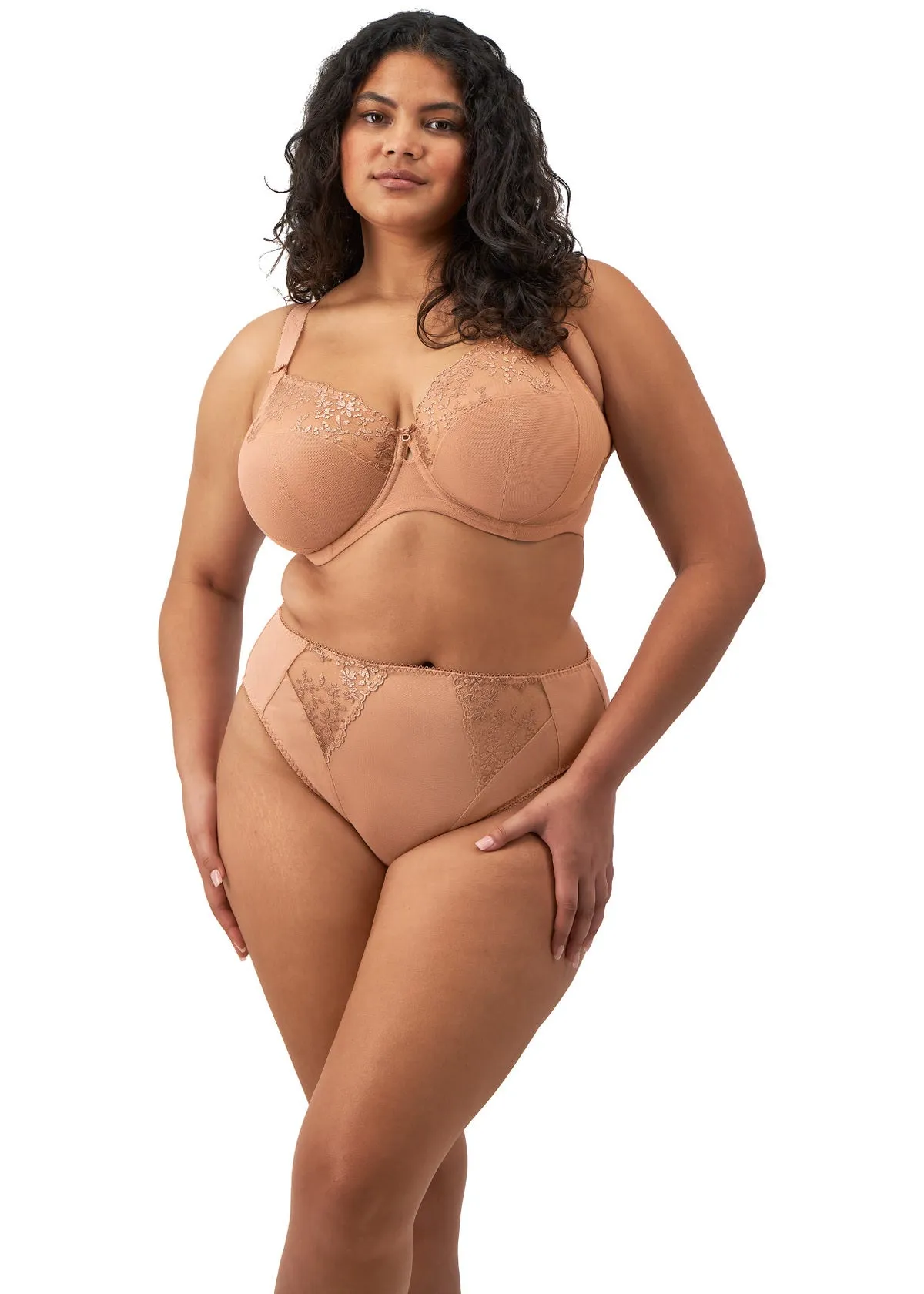 Zarla High Leg Brief In Café Au Lait - Elomi